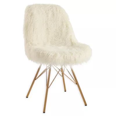 Linon Home Willa Faux Fur Chair in Gold/Ivory | Bed Bath & Beyond | Bed Bath & Beyond