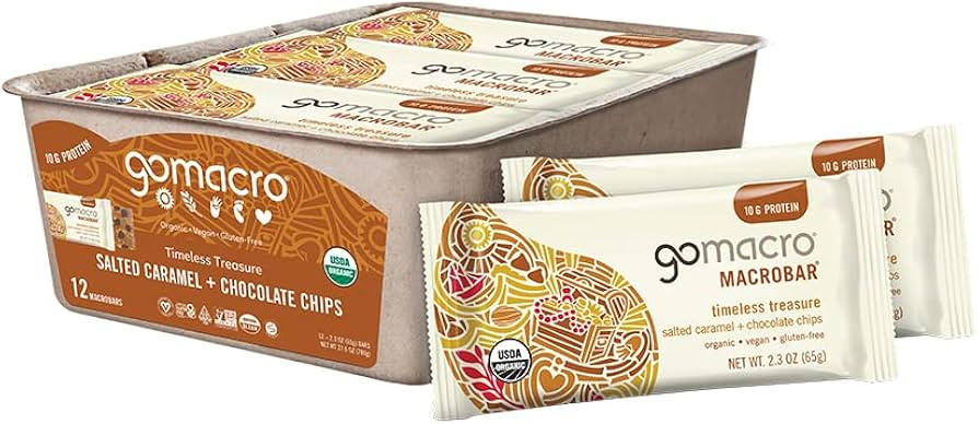 GoMacro MacroBar Organic Vegan Protein Bars - Salted Caramel + Chocolate Chips (2.3 Ounce Bars, 1... | Amazon (US)