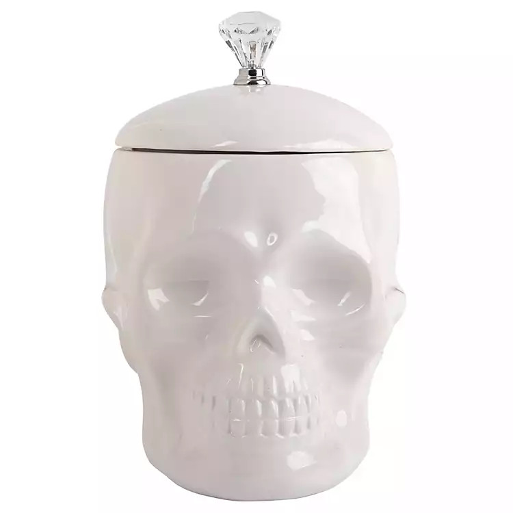 New! Glossy White Skull Crystal Canister | Kirkland's Home