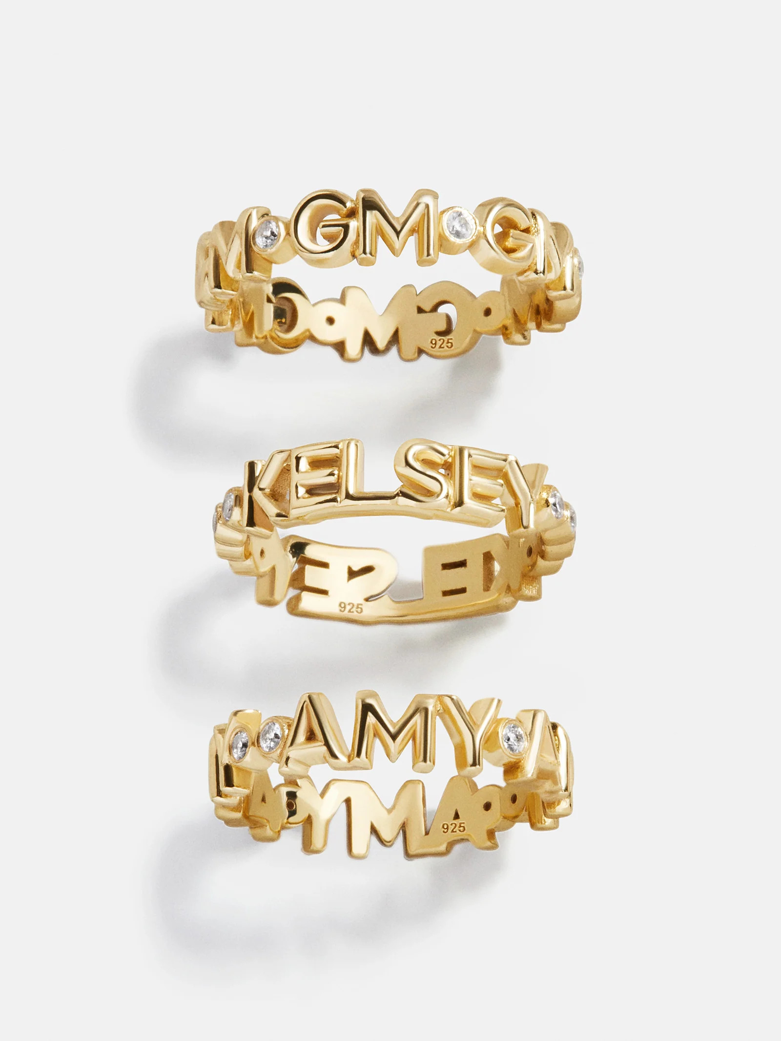 18K Gold Custom Nameplate Ring - 18K Gold. Pavé Cubic Zirconia Stones | BaubleBar