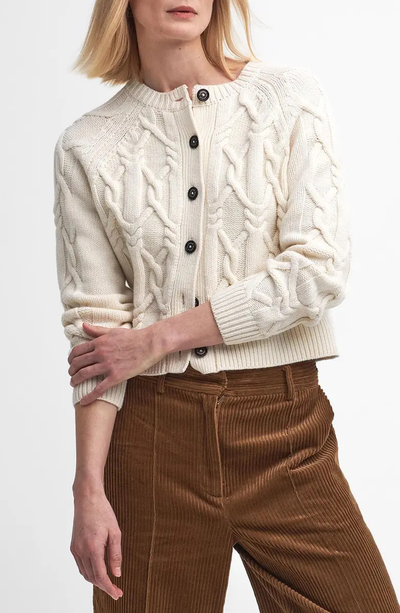 Barbour Lorelei Cable Wool Blend Cardigan | Nordstrom | Nordstrom
