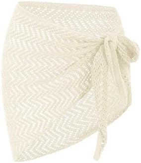 ZAFUL Sarong Coverups for Women Beach Vacation Fishnet See Thru Tie Side Bathing Suit Cover Up Mi... | Amazon (US)