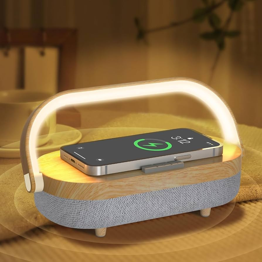 Nightstand Lamp with Wireless Charger,Unique Gifts for Women 4 in 1 Touch Bedside Lamp,Bluetooth ... | Amazon (US)