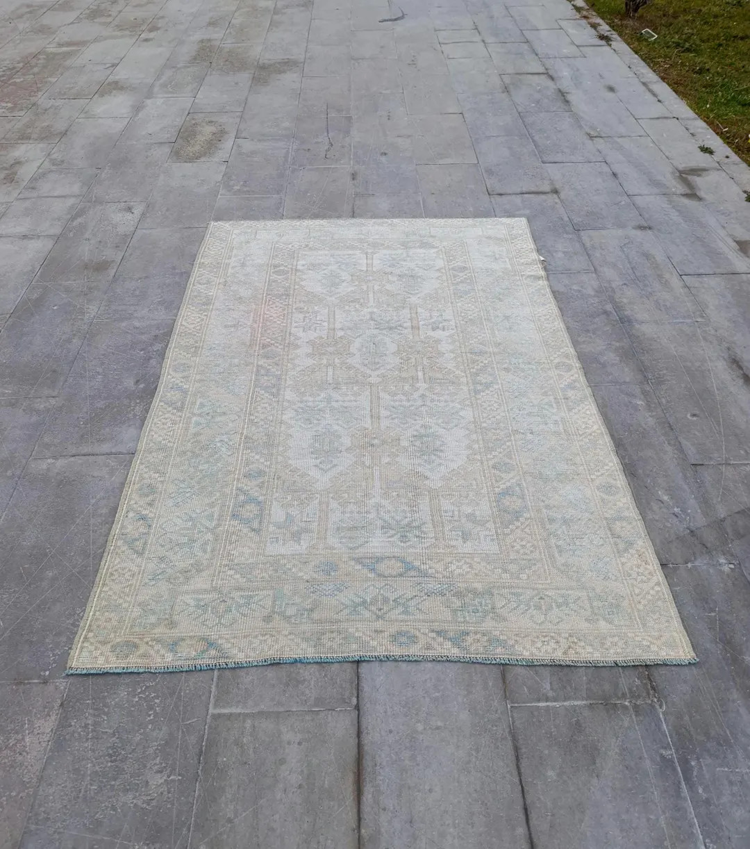 Vintage Oushak Wool Rug, 4.1x5.11 ft, Turkish Handmade Area Rug | Etsy (US)