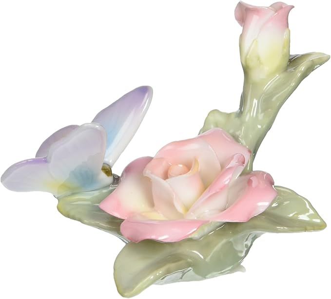 Cosmos 96445 Fine Porcelain Butterfly with Pink Rose Figurine, 2-1/4-Inch | Amazon (US)