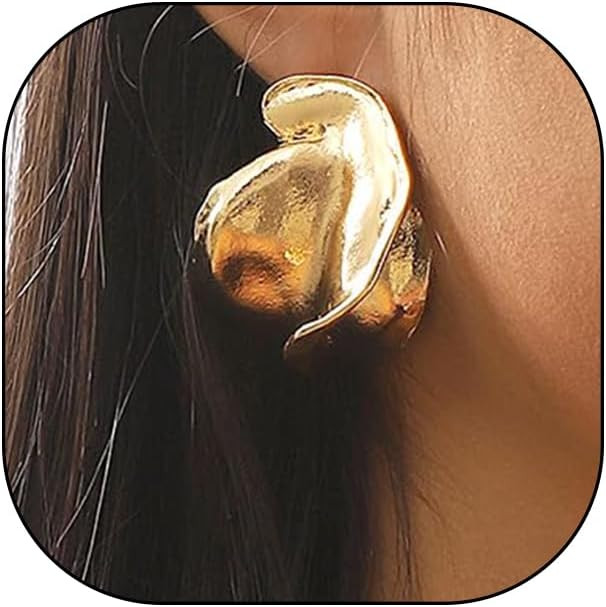Gold Chunky Irregular Statement Earrings,Vintage Silver Matte Oversized Dangle Earrings,Trendy Ex... | Amazon (US)