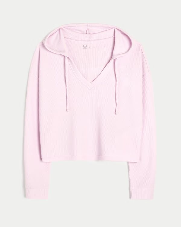 Gilly Hicks Waffle V-Neck Hoodie | Hollister (US)