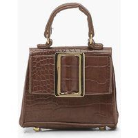 Womens Buckle Detail Croc Mini Bag - Brown - One Size, Brown | Boohoo.com (UK & IE)