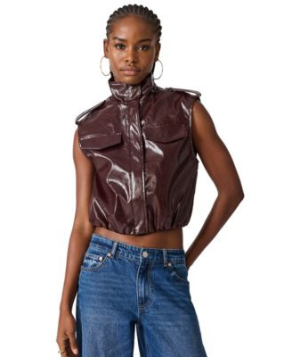 Steve Madden Women's Luxie Faux Leather Vest - Deep Fig | Macy's