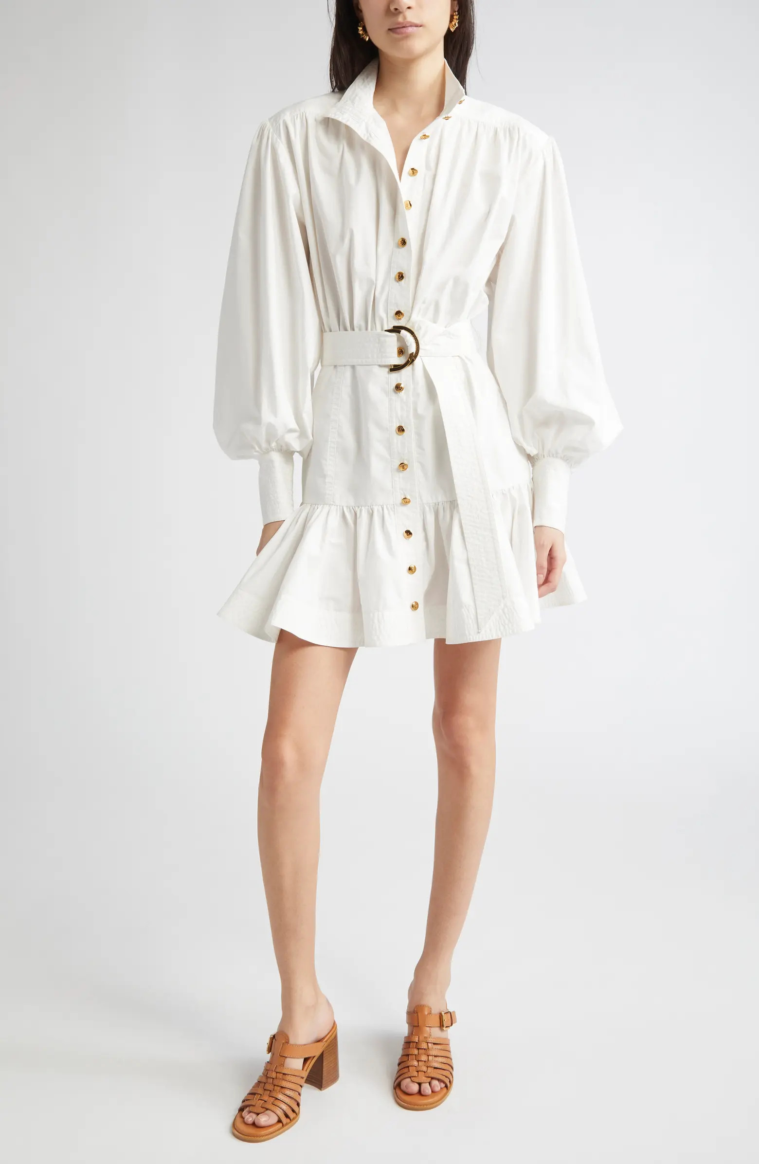 Zimmermann Belted Long Sleeve Cotton Utility Minidress | Nordstrom | Nordstrom
