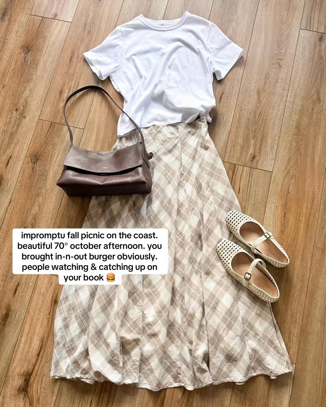 plaid maxi skirt. white t-shirt. warm weather fall outfits.

#LTKSeasonal #LTKstorytime
