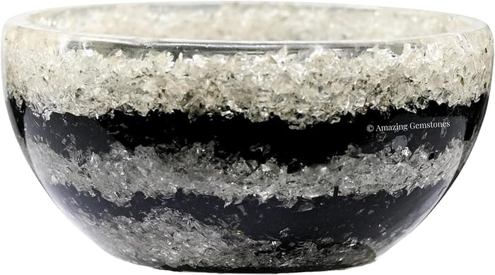 Amazing Gemstone - 3" Orgonite Black Tourmaline & Clear Quartz Crystal Bowl for Meditation, Cryst... | Amazon (US)