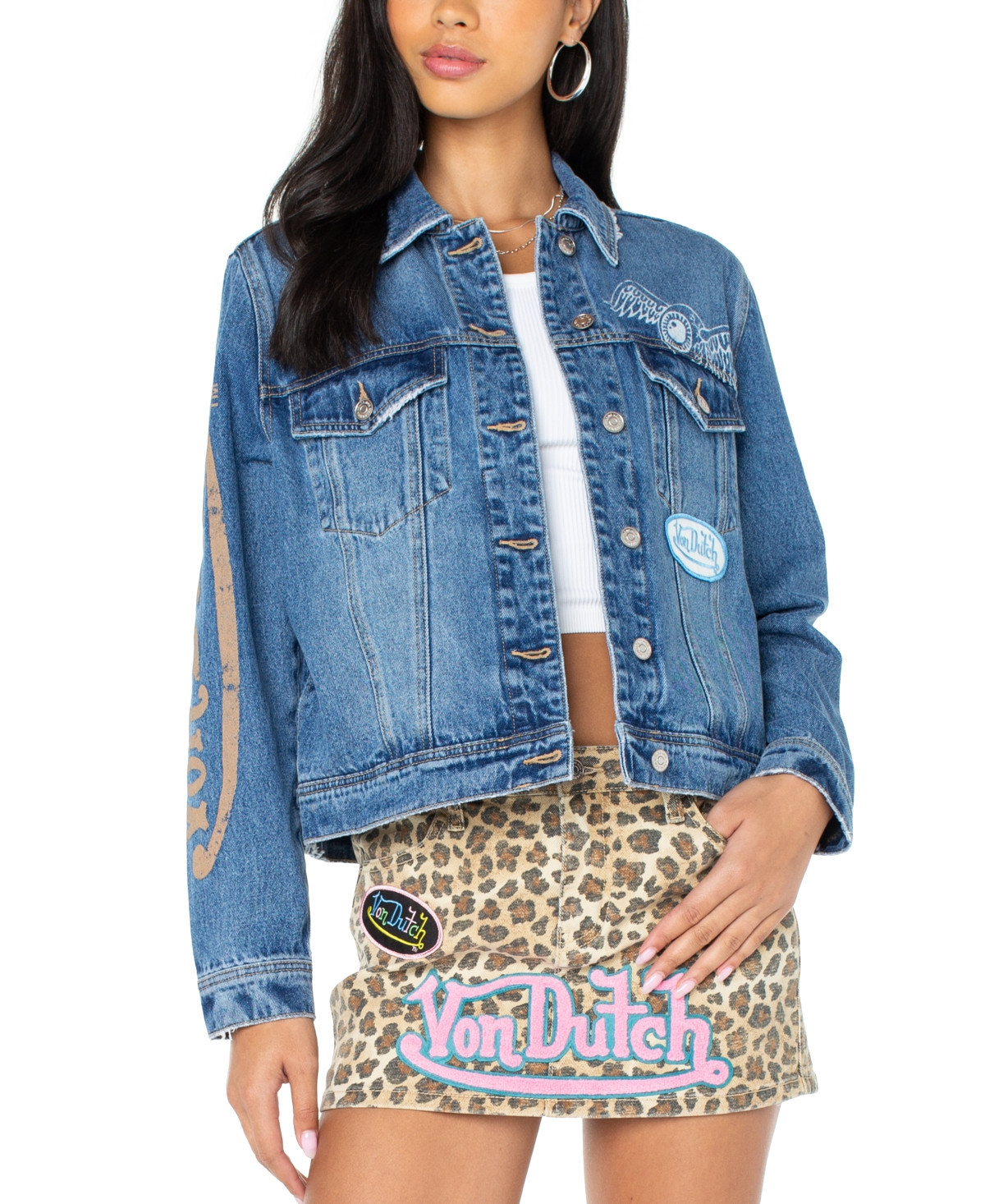 Von Dutch Women's Cotton Denim Trucker Jacket - Medium Wash | Macy's