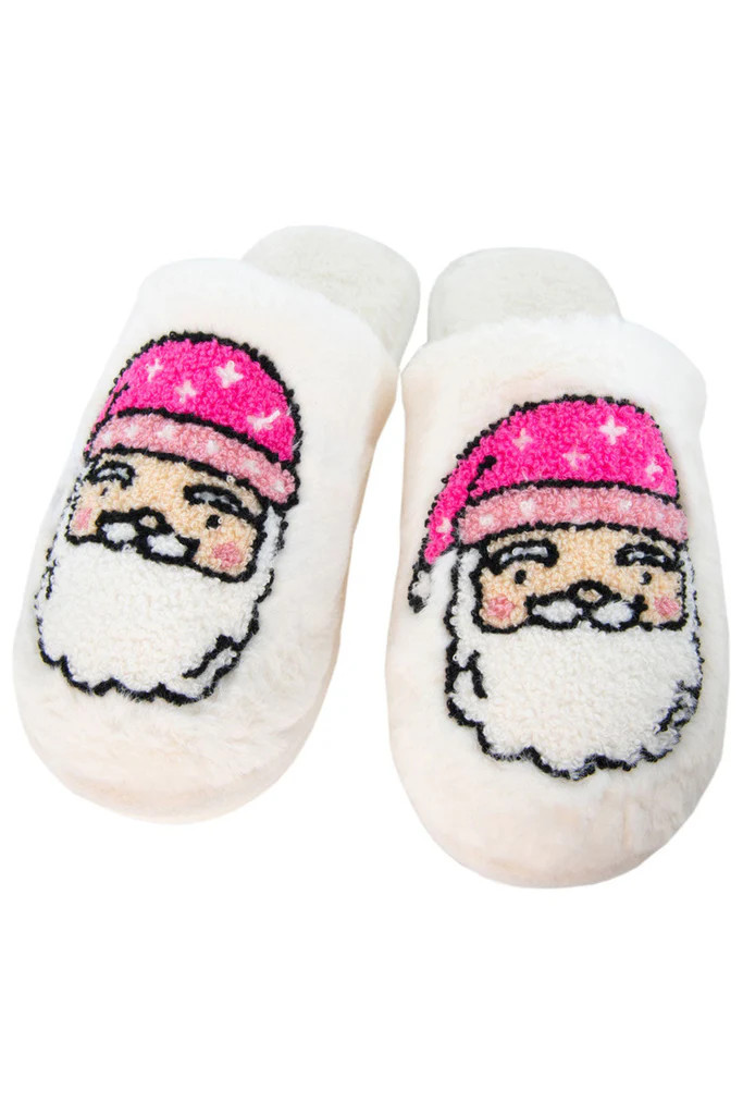 Pink Santa Face Best Women's Slippers | Katydid.com