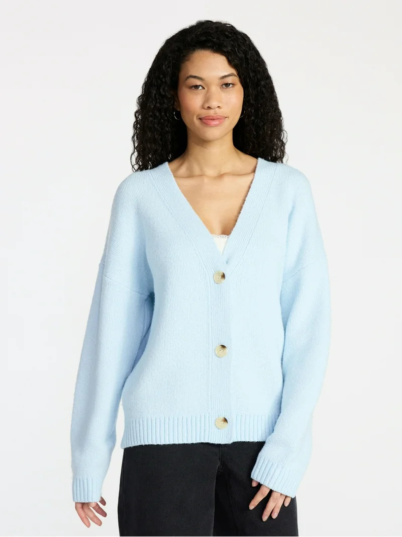No Boundaries Button-Front Grandpa Cardigan, Women's XXS-XXL | Walmart (US)