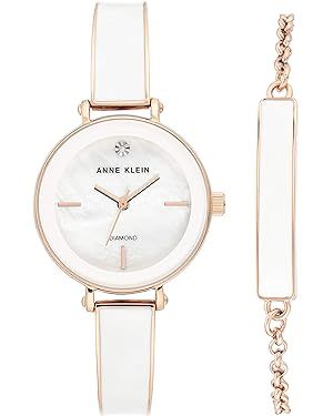 Anne Klein Women's Genuine Diamond Dial Bangle Watch with Bracelet Set, AK/3620 | Amazon (US)