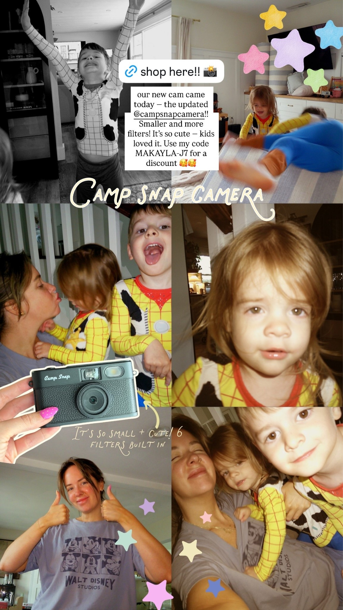 our new cam came today — the updated @campsnapcamera!! Smaller and more filters! It’s so cute — kids loved it. Use my code MAKAYLA-J7 for a discount 🥰🥰