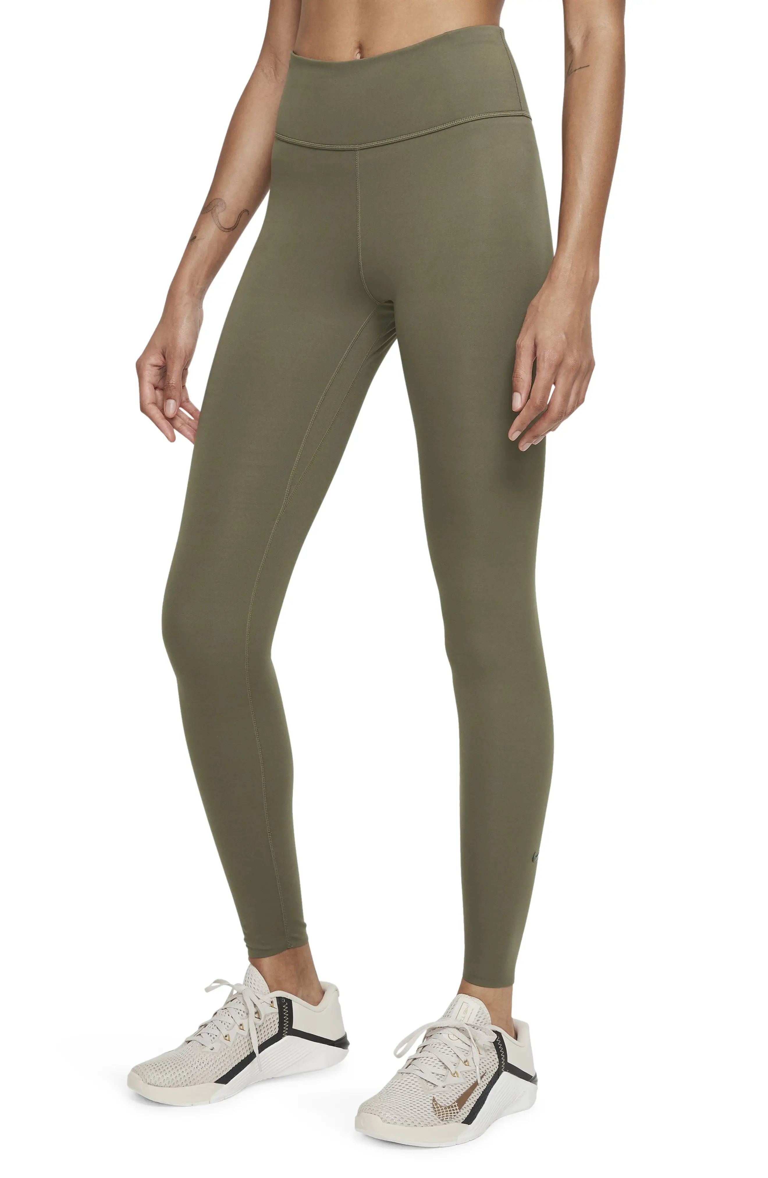 Nike One Luxe Tights in Medium Olive/Clear at Nordstrom, Size X-Small | Nordstrom
