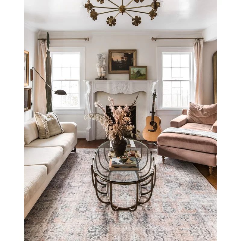 Skye Oriental Blush/Gray Area Rug | Wayfair North America