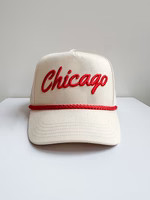 Chicago Script Rope Hat - Ivory & Red | Alice & Wonder