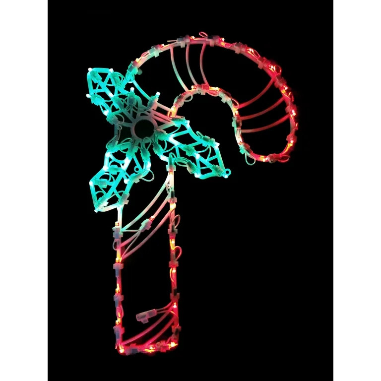 18" Red and Green LED Lighted Candy Cane Christmas Window Silhouette Decoration | Walmart (US)