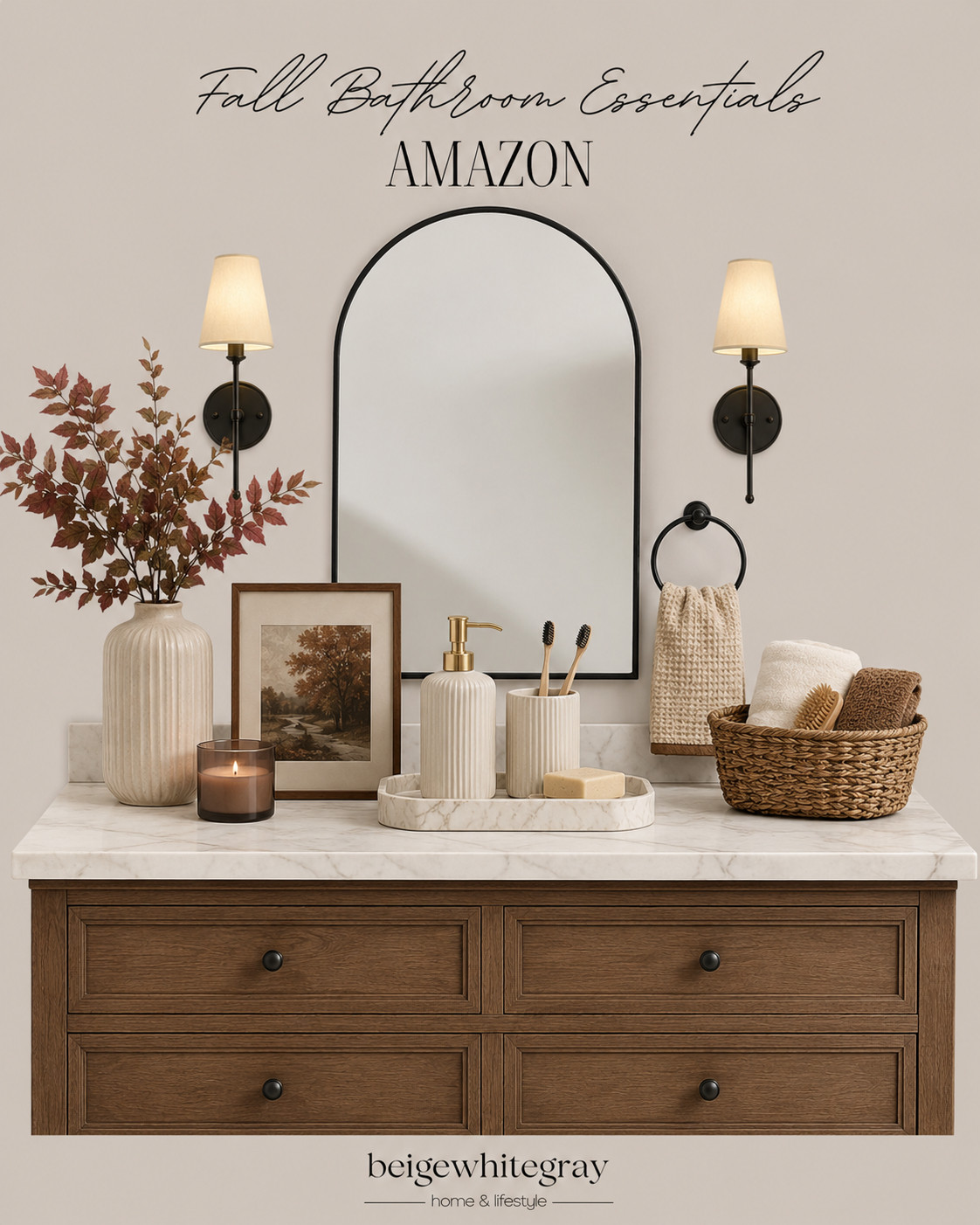 Prepping my bathroom for fall with these cozy essentials! #BathroomReno #AmazonFinds
