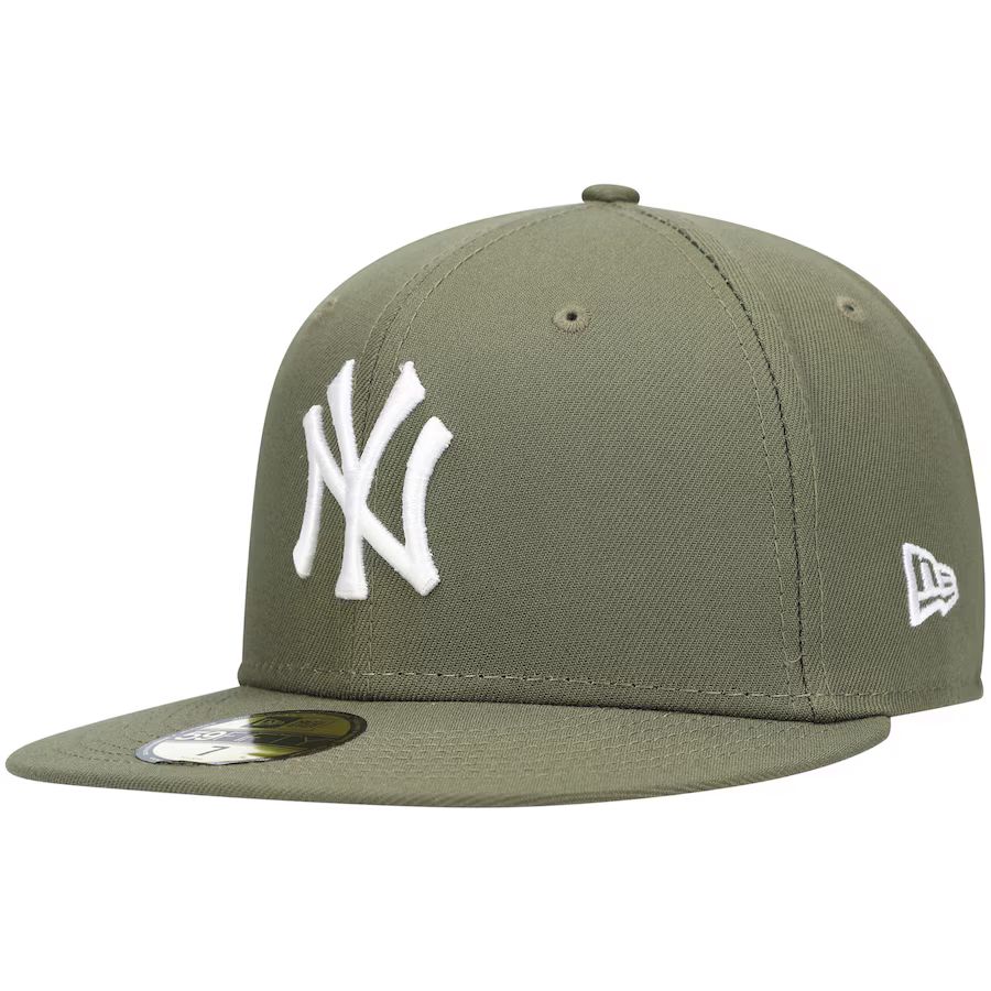 New York Yankees New Era White Logo 59FIFTY Fitted Hat - Olive | Lids