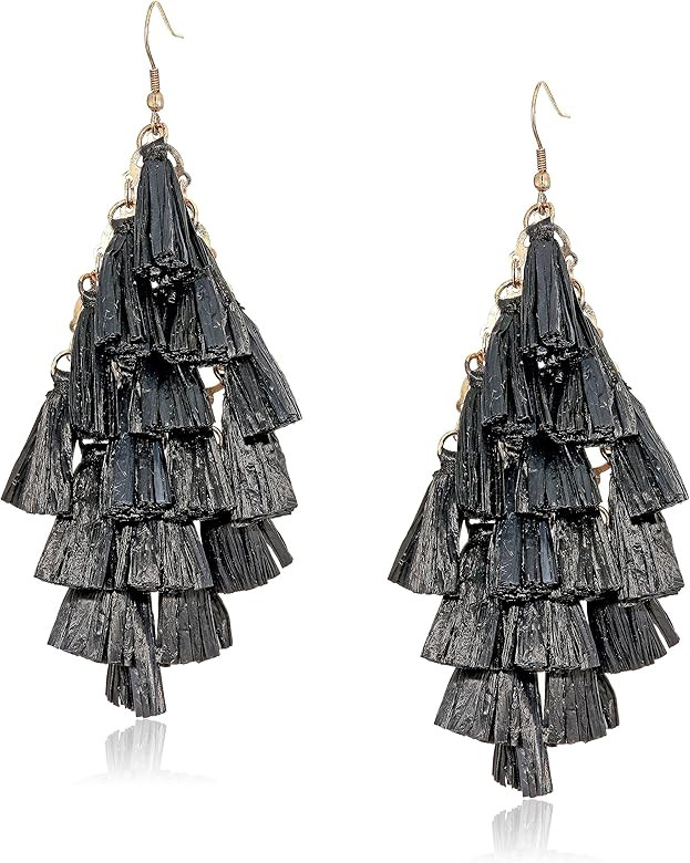 Amazon.com: Mud Pie Women's RAFFIA TASSEL EARRINGS BLACK, One Size : Clothing, Shoes & Jewelry | Amazon (US)