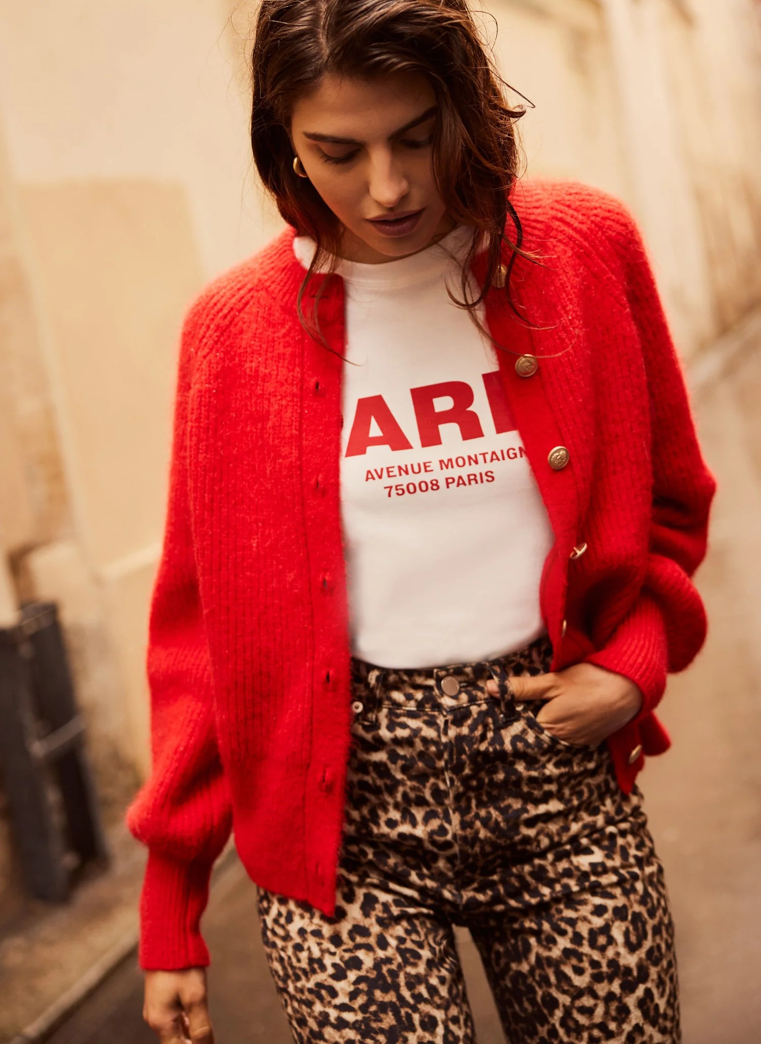 Red Knitted Wool Blend Cardigan | Mint Velvet