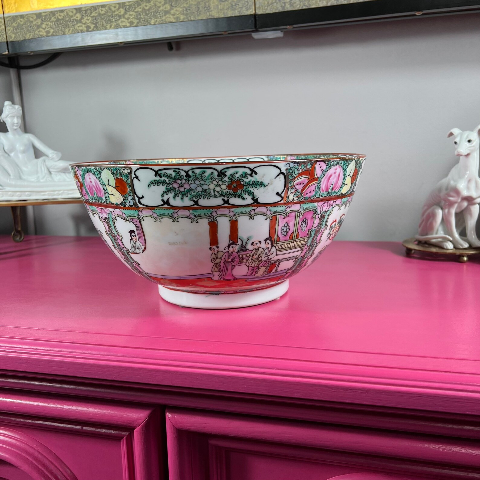 Vintage Large Famille Rose Medallion Bowl Chinoiserie - Etsy | Etsy (US)