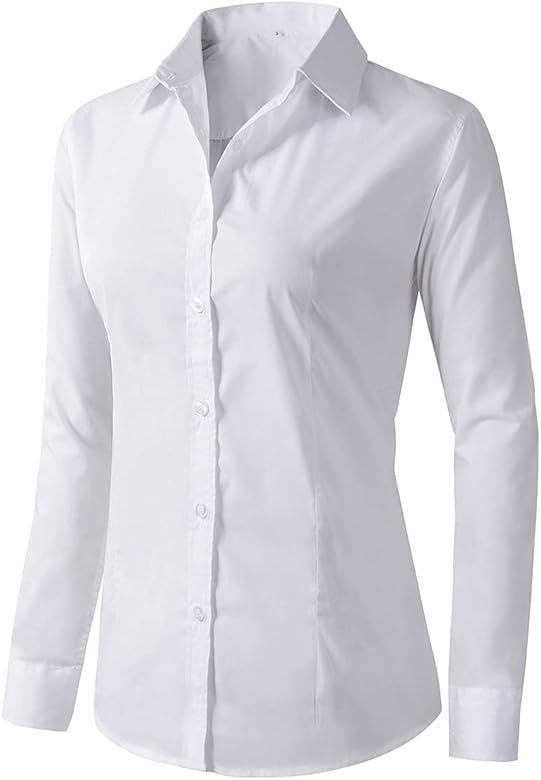 for "ladies white button down shirt" | Amazon (US)