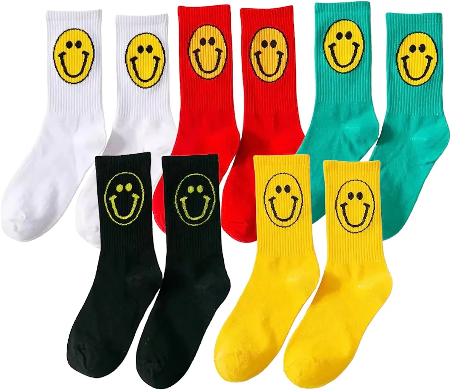 Cute Fun Smile Face Socks SET Preppy Socks for Women, Girls, Boys, Embroidered Happy Cartoon Smil... | Walmart (US)