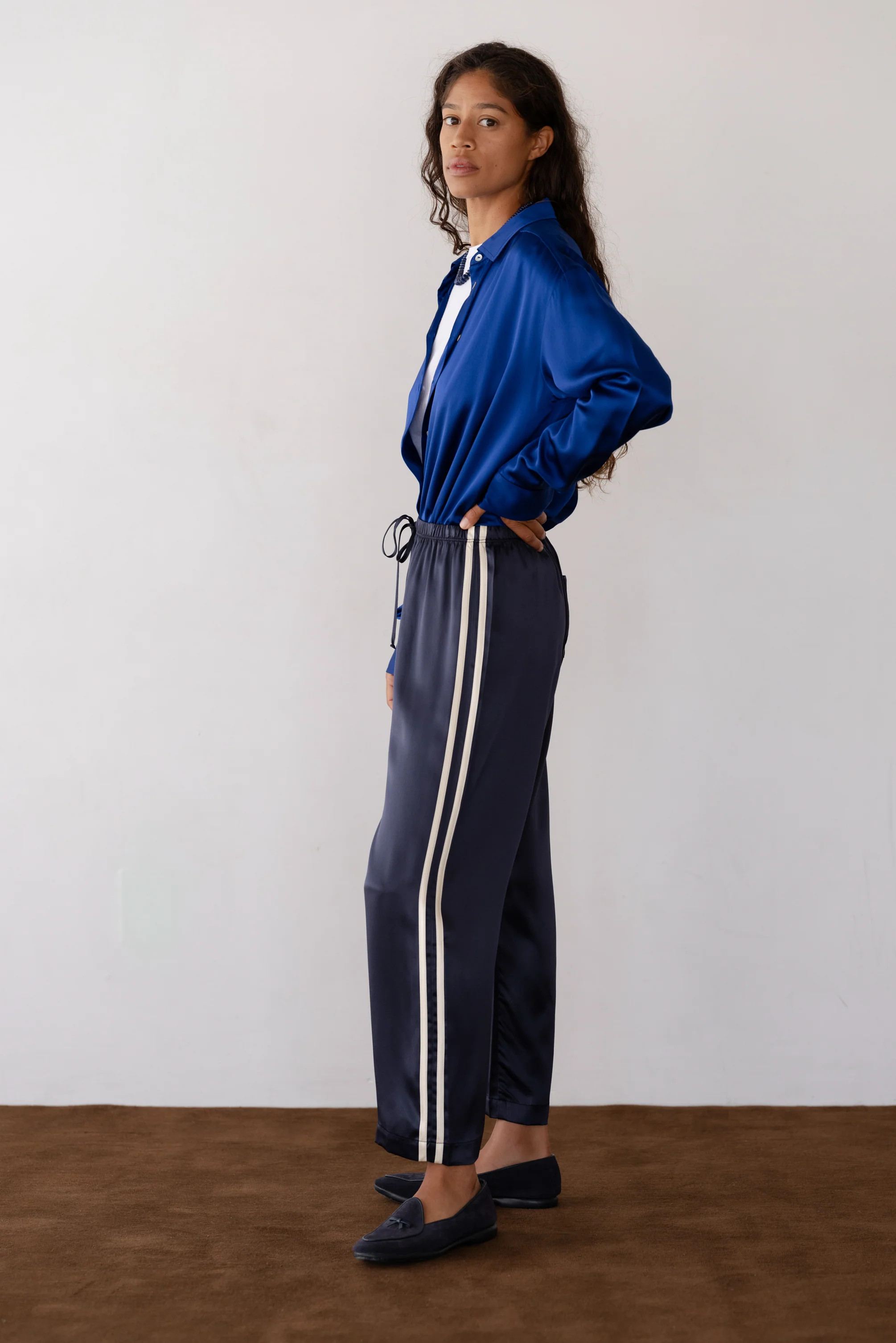 The Silk Stripe Crop Pant | DONNI.