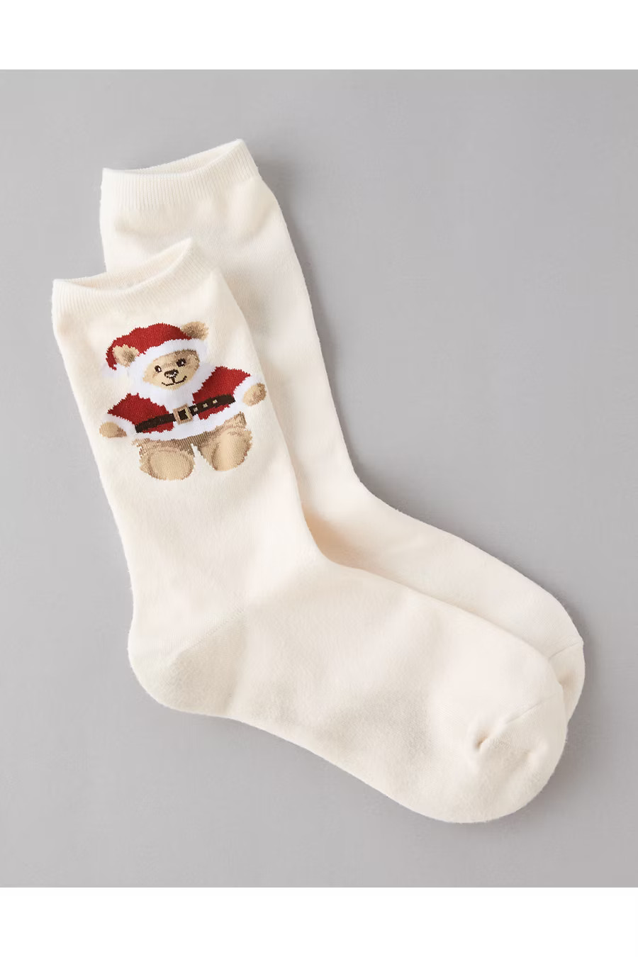 AE Holiday Bear Crew Socks Women's Cappuccino One Size | American Eagle Outfitters (US & CA)