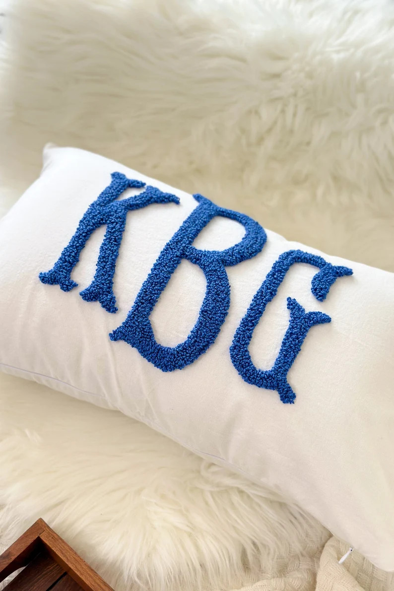 Monogram Pillow Cover With Punch Needle Embroidery, Personalized Wedding Gift for Couple, Custom ... | Etsy (Global)