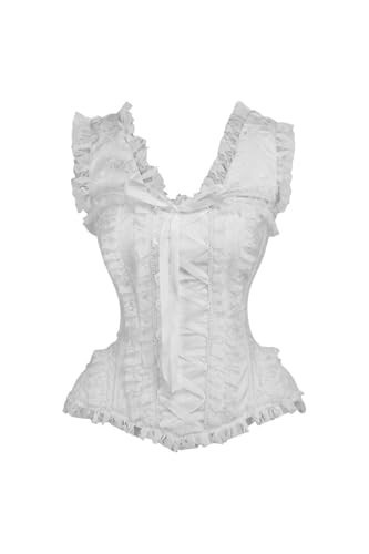 Top Drawer White Brocade & Lace Steel Boned Corset w/Cap Sleeves (XLarge) | Amazon (US)
