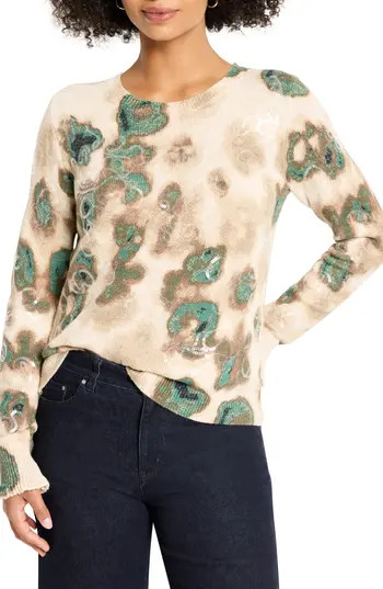 NIC+ZOE Camo Shine Crewneck Cotton Blend Sweater in Neutral Multi at Nordstrom Rack, Size Large | Nordstrom Rack