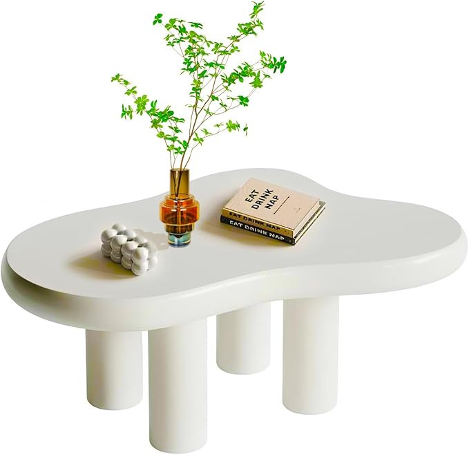 39.4" Cloud Coffee Table, Cute Cream Coffee Table with 4 Legs, Modern Carton Center Table for Liv... | Amazon (US)
