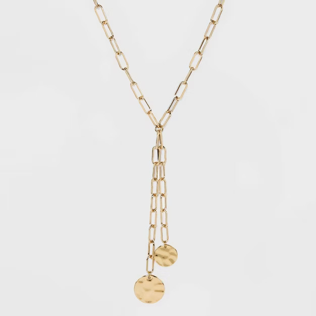 Linked Chain and Discs Long Necklace - A New Day™ Gold | Target
