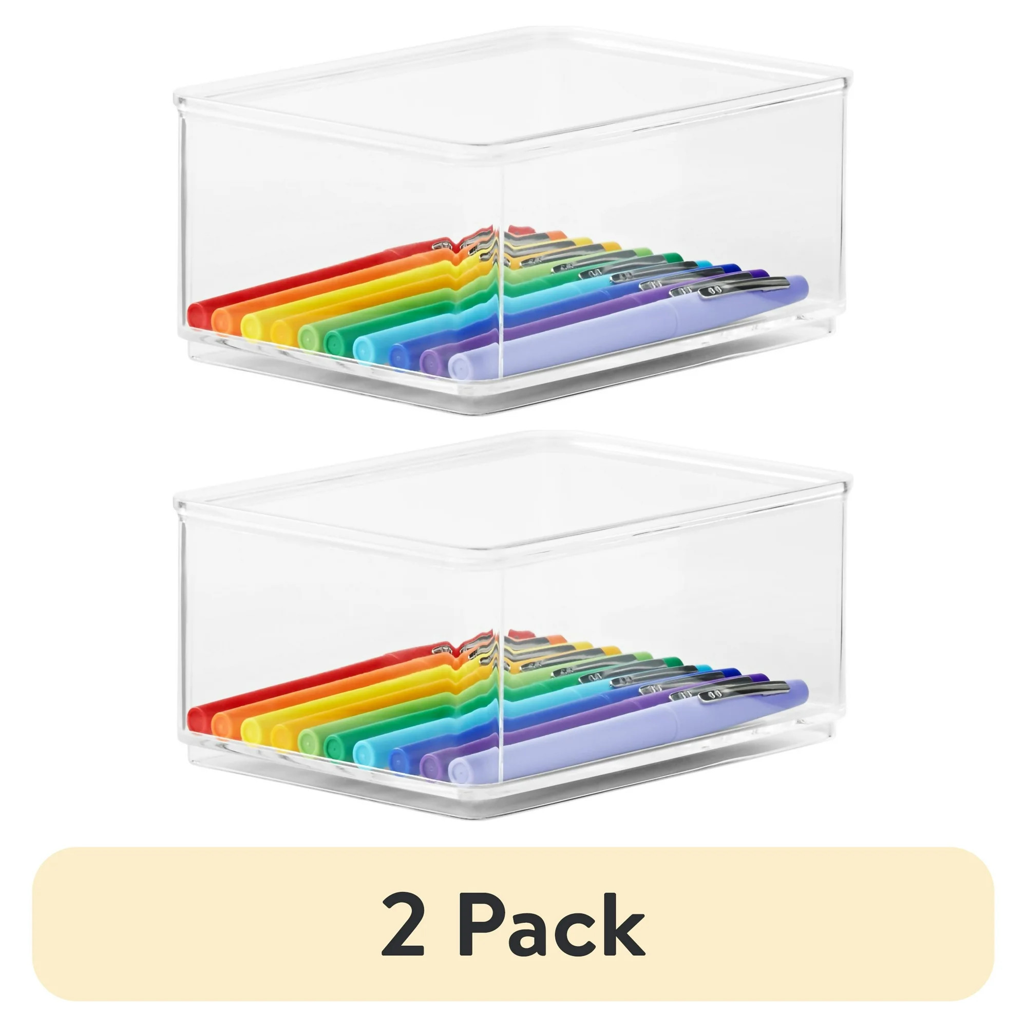 (2 pack) The Home Edit Medium Clear Storage Bin Organizer Insert, 2 Piece, 6.24" x 2.95" x 4.68" | Walmart (US)