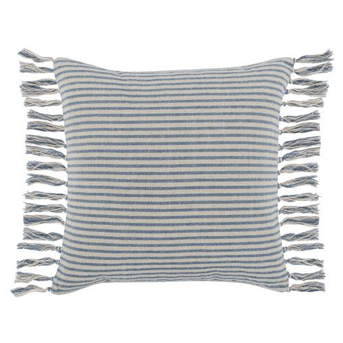 Belle Coastal Beach Blue Striped Cotton Throw Pillow - 20x20 | Kathy Kuo Home