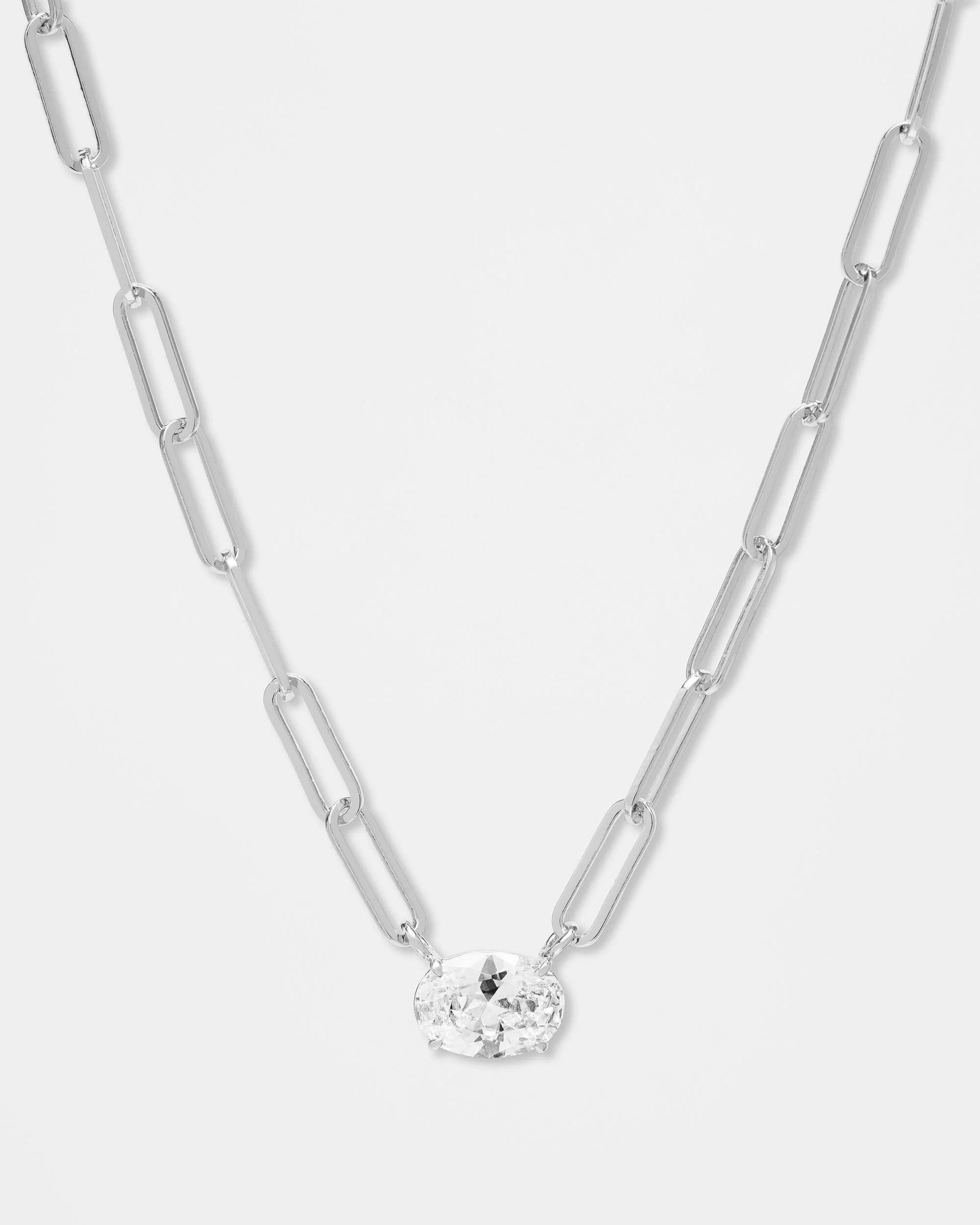 Hello Gorgeous Samantha Chain Necklace - Silver|White Diamondettes | Melinda Maria Jewelry