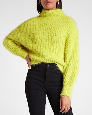 Fuzzy Chenille Mock Neck Sweater | Express