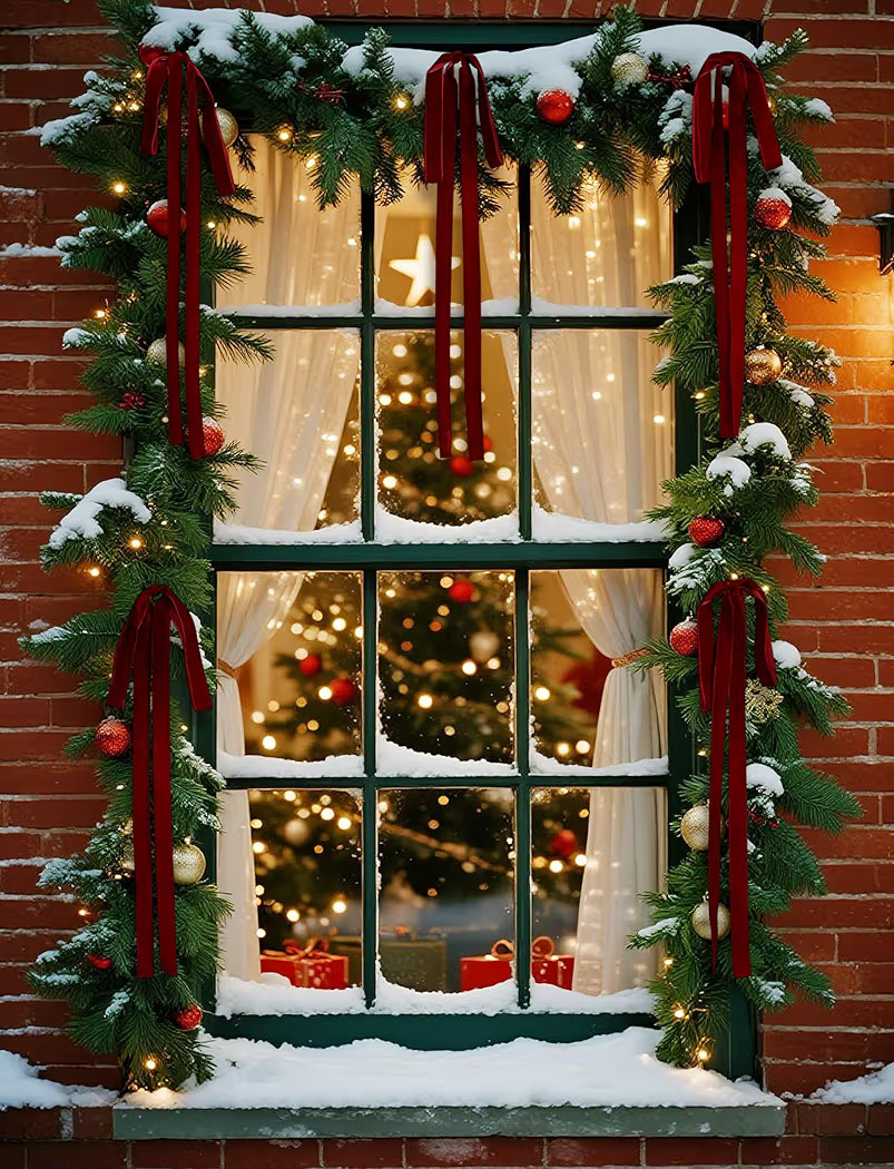 SIMISI RIBBON Burgundy Long Velvet Bows Ornaments for Christmas Tree, Wreath, Garland, Swag, Stai... | Amazon (US)