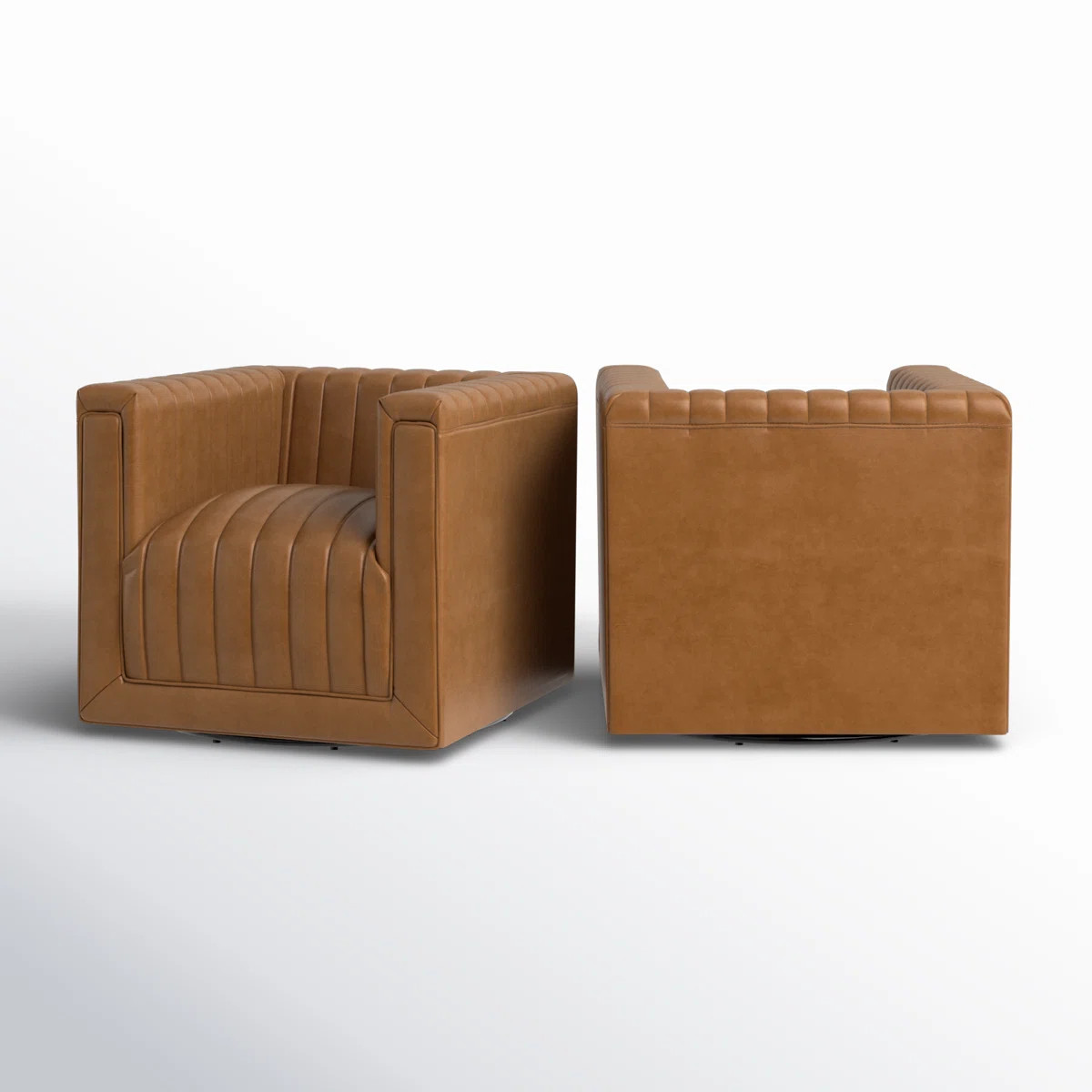 Cephus Faux Leather Swivel Tufted Barrel Accent Chair (Set of 2) | Wayfair North America