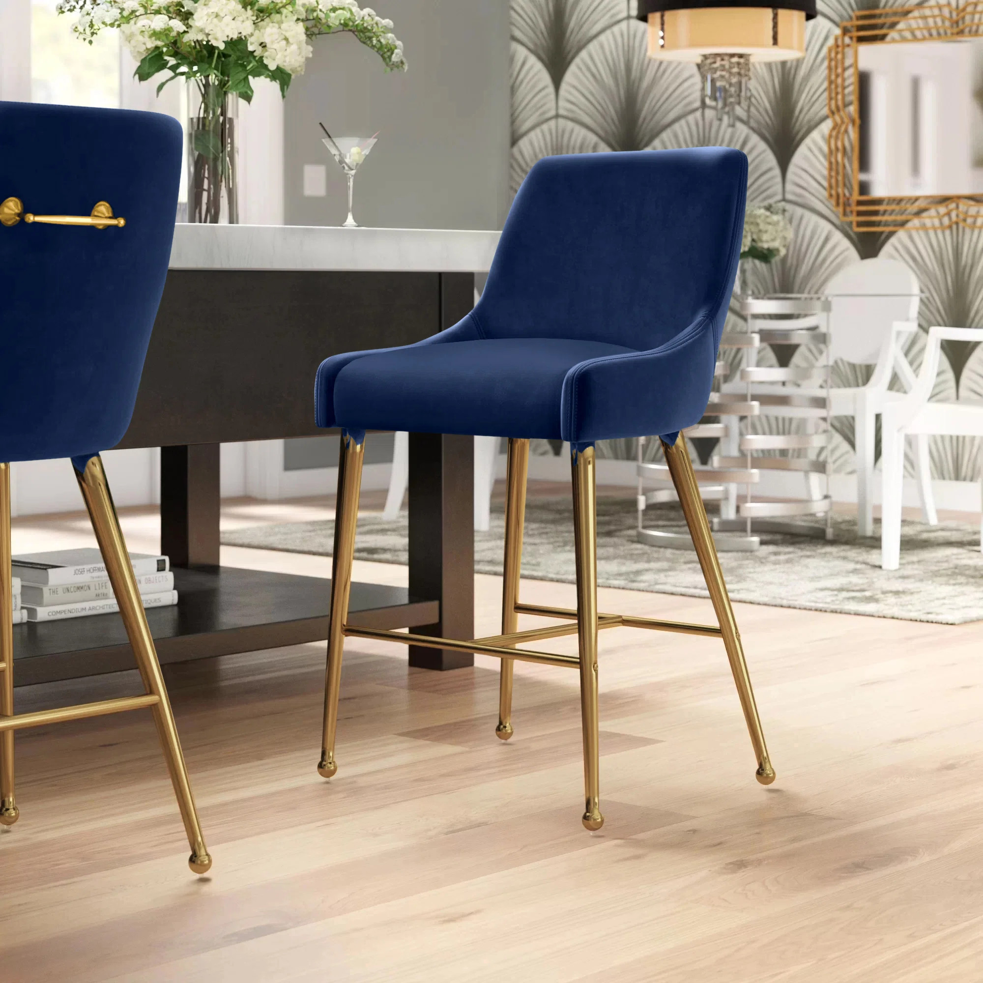 Rickyah Upholstered Counter Stool with Solid Wood Frame (Set of 2) | Wayfair North America