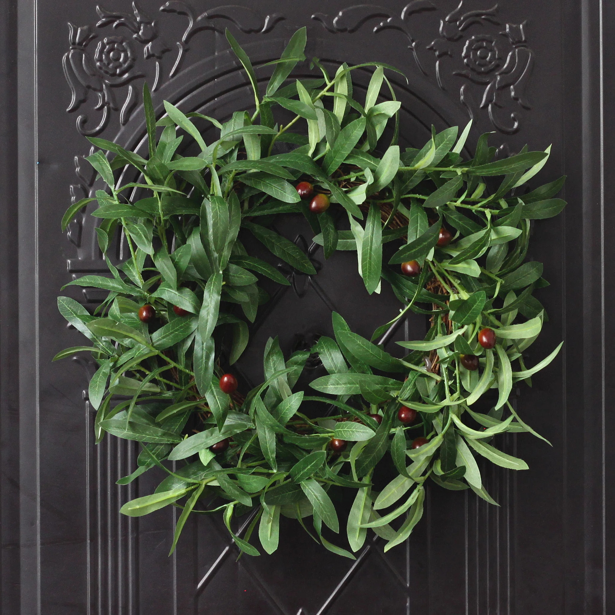 16" Green Handmade Faux Olive Polyester Wreath | Wayfair North America