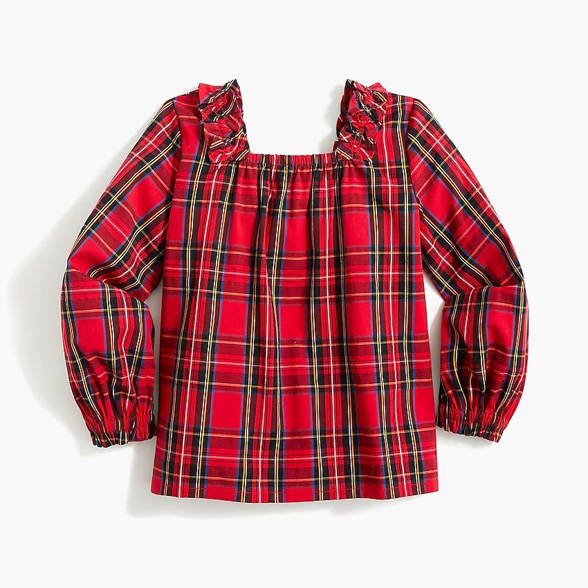 Girls' squareneck ruffle-trim top | J.Crew Factory