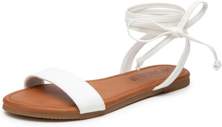 SANDALUP Womens Sandals Dressy Strappy Summer Cute Tie Up Ankle Strap flat sandals for women | Amazon (US)