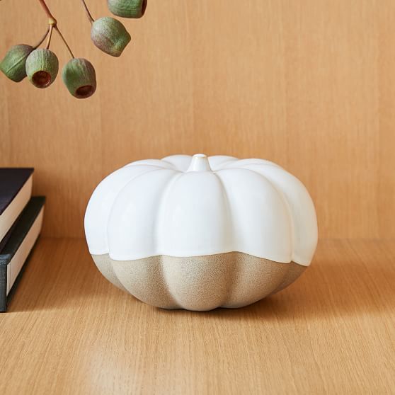 Half Dipped Pumpkin Objects, White, Ceramic, Large | West Elm (US)